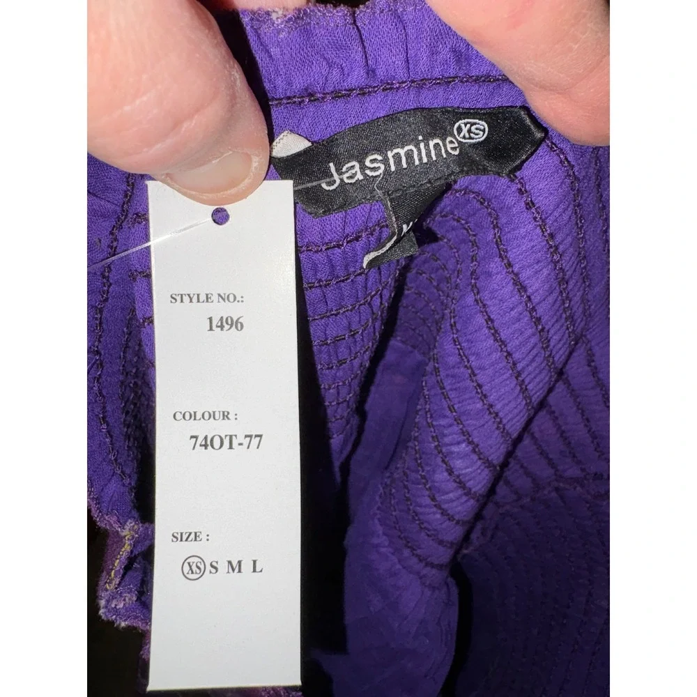 Jasmine‎ Purple Tie Dye Boho Smocked Cotton Mini Skirt XS NWT pull on India